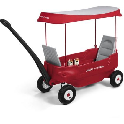 Radio Flyer, Deluxe All-Terrain Pathfinder Wagon with Canopy, Air Tires, Red