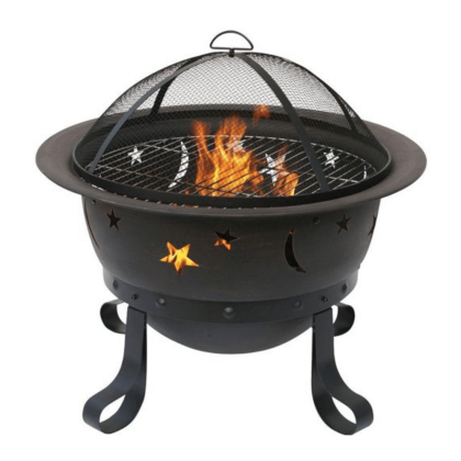 Endless Summer Oil Rubbed Bronze Wood Burning, Outdoor Firebowl with Stars And Moons