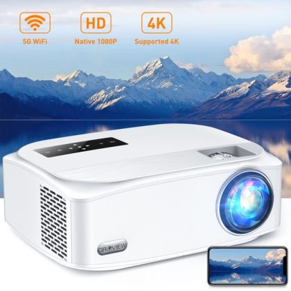 Groview 5G WiFi Projector, 8500L Full HD Native 1080P Projector Synchronize Smartphone Screen, Max 300" Display