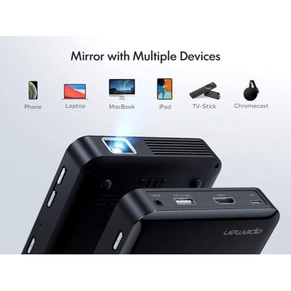 Apeman Native 1080P Mini M4S DLP Portable Projector Compatible with Phone, Rechargeable Battery