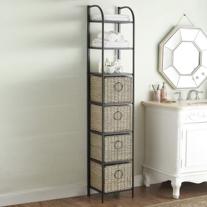 BrylaneHome Tall Storage Unit With Baskets