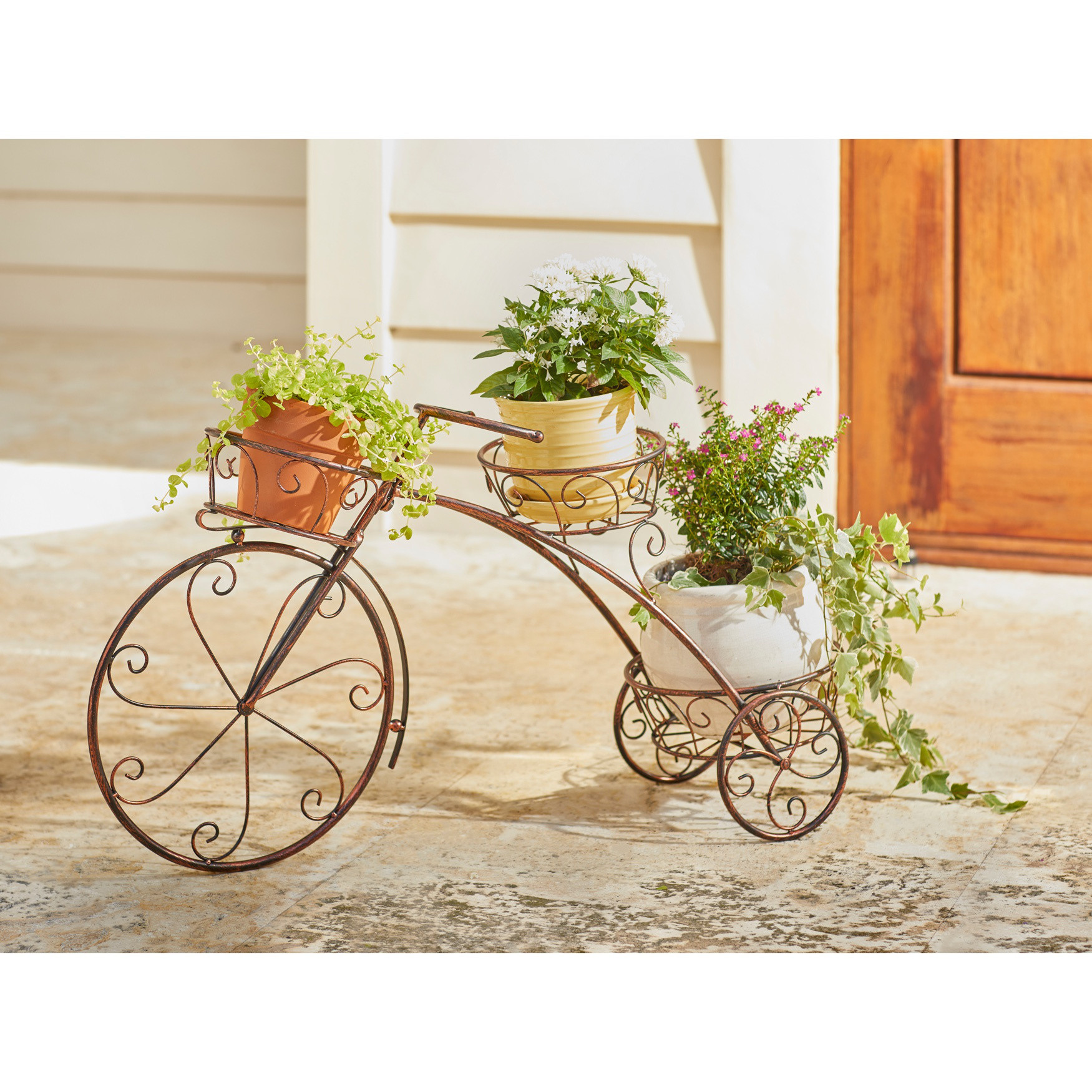 BrylaneHome Tricycle Plant Stand, Bronze