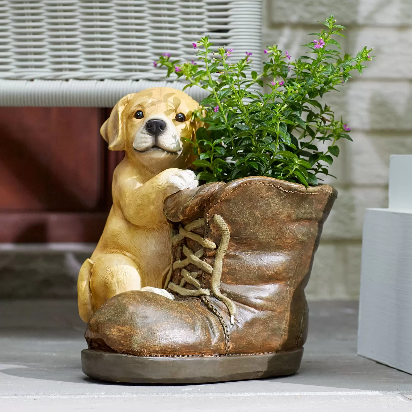 BrylaneHome Dog With Boot Planter