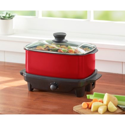 BrylaneHome 5-QT. Slow Cooker With Griddle & Tote Bag