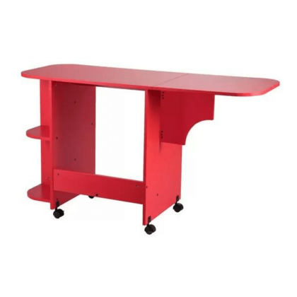 BrylaneHome Expandable Rolling Sewing Table/Craft Station, Red