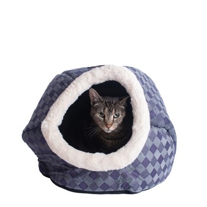 Armarkat Cuddle Cave Cat Dog Bed, Blue Checkered