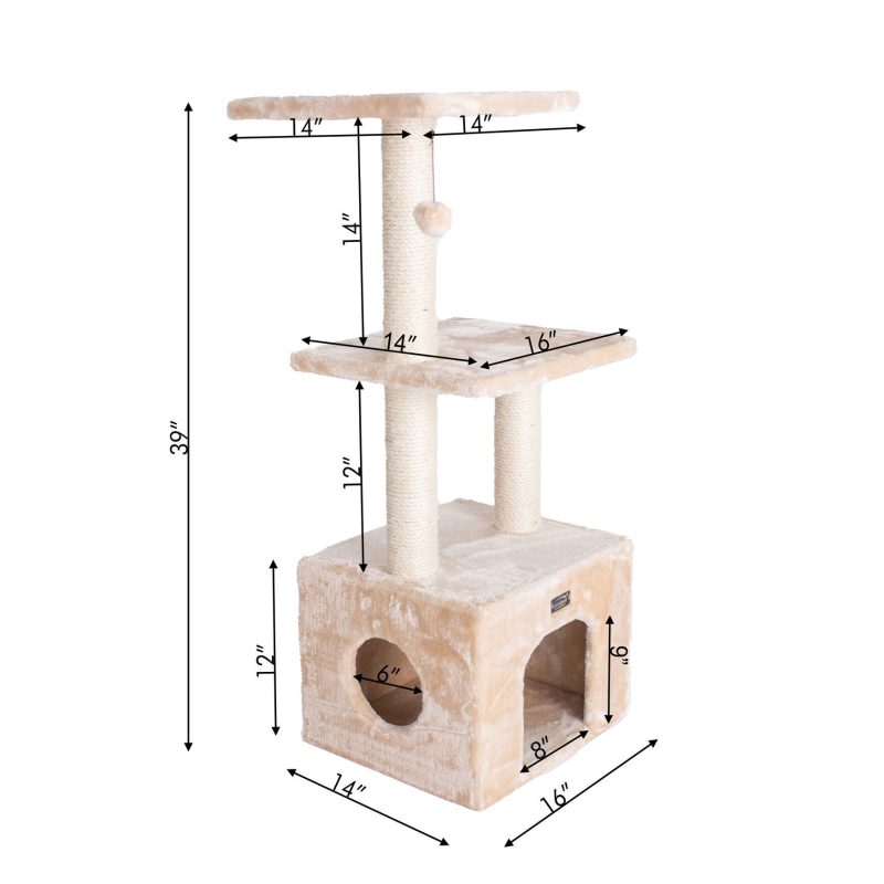 Armarkat 3-Tier Cat Condo With Sisal Scratching Post, 39 Height