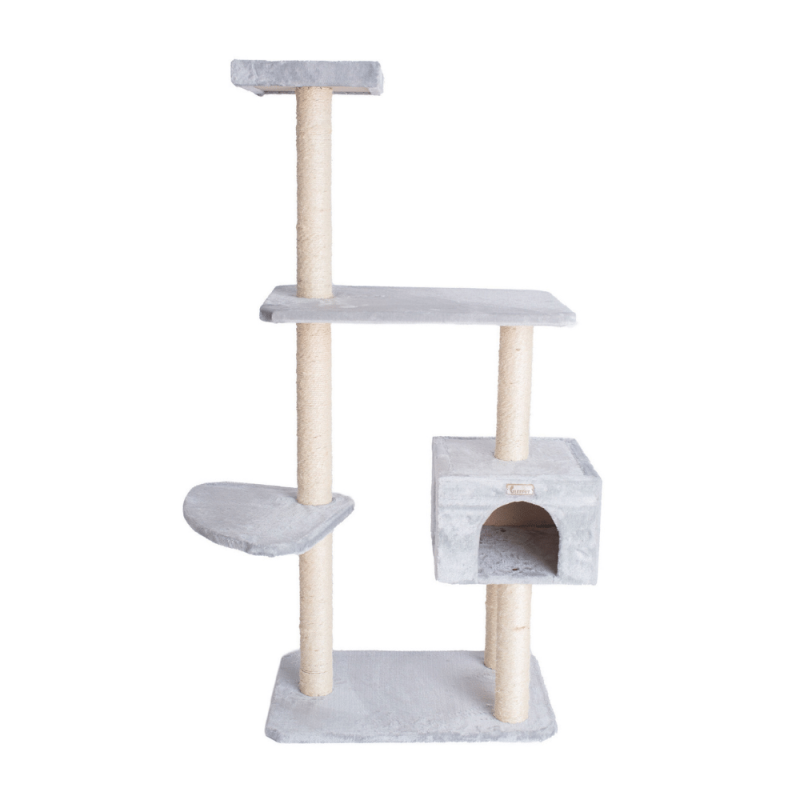 Armarkat 57-Inch Cat Tree In Silver Gray With Condo And Perch
