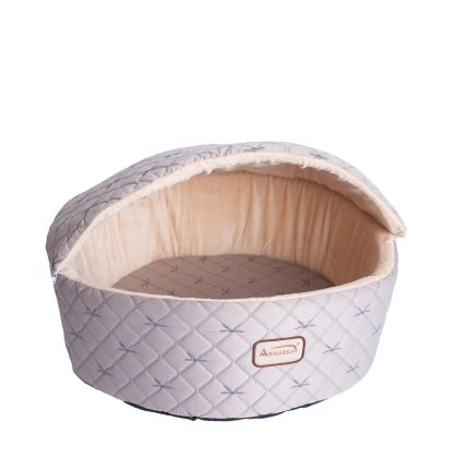 Armarkat Cuddle Cave Cat Bed, Medium, Pale Silver and Beige