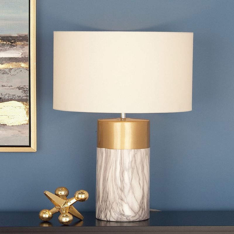 Quinn Living Cosmoliving By Cosmopolitan White Stone Table Lamp