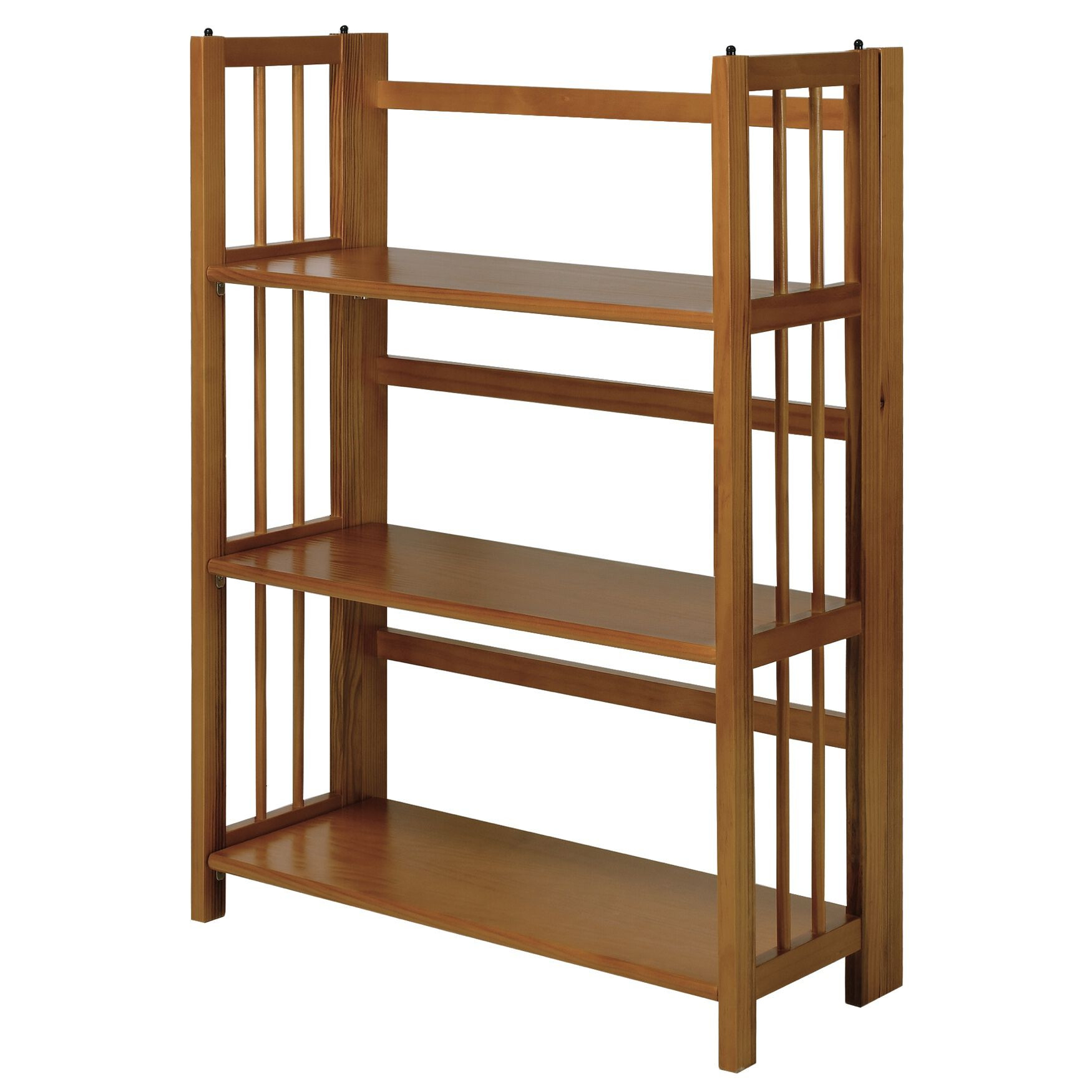 Casual Home 3-Shelf Folding Stackable Bookcase 27.5-Inch Wide, Chestnut