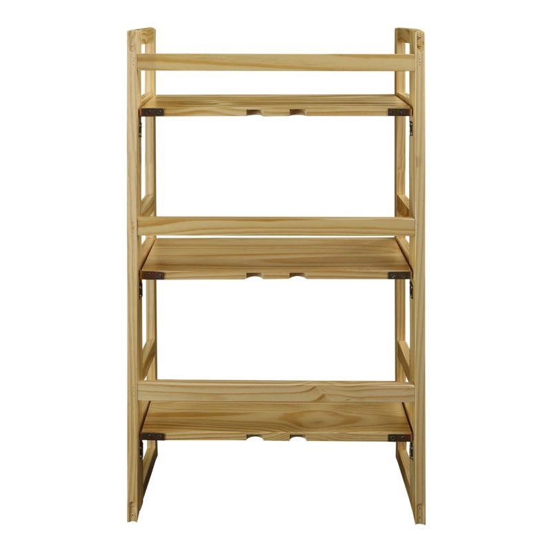 Casual Home 3-Shelf Folding Student Bookcase 20.75-Inch Wide-Natural