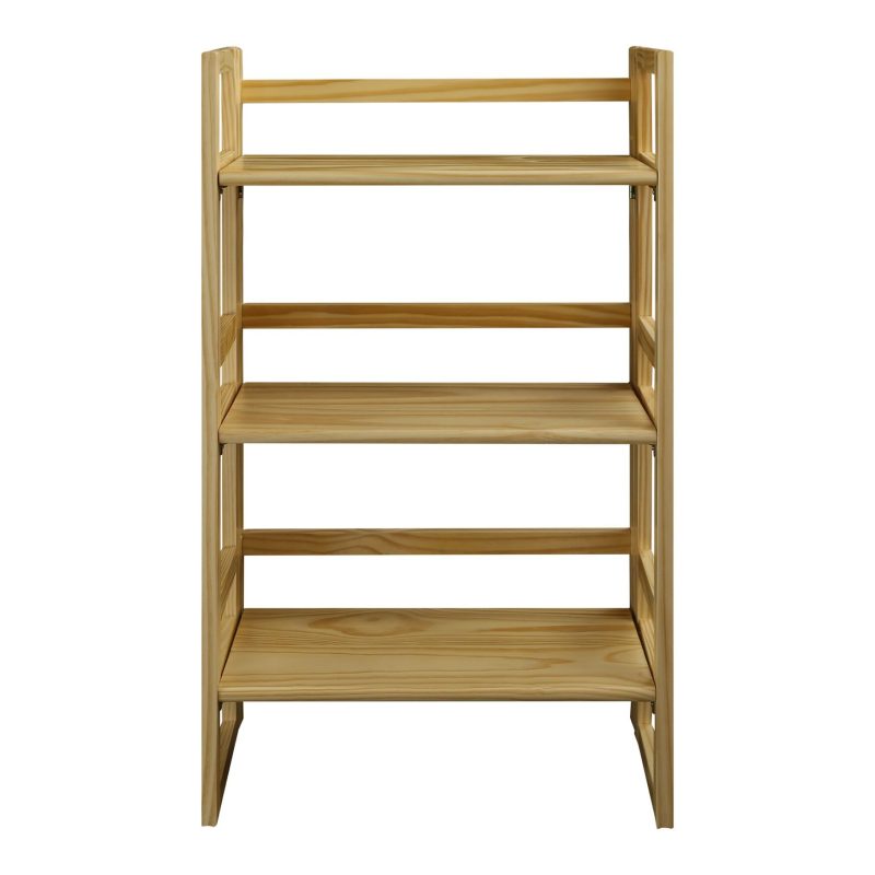 Casual Home 3-Shelf Folding Student Bookcase 20.75-Inch Wide-Natural