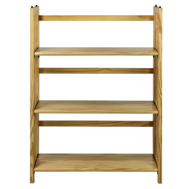 Casual Home 3-Shelf Folding Stackable Bookcase 27.5-Inch Wide, Natural