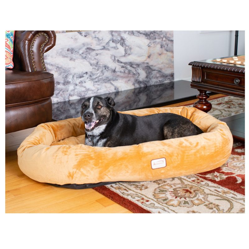 Armarkat Bolstered Pet Bed and Mat Ultra-Soft Dog Bed, Brown, Large