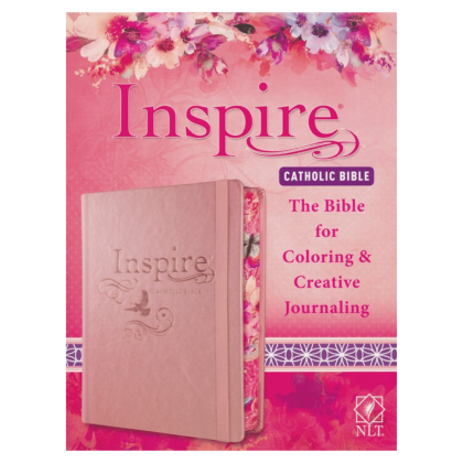 NLT Inspire Catholic Coloring/Journaling Bible, Hardcover, Rose