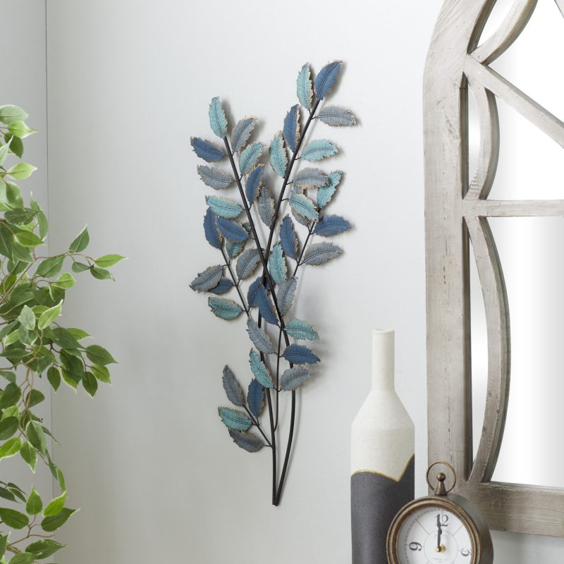 Quinn Living Blue Metal Traditional Floral Wall Decor
