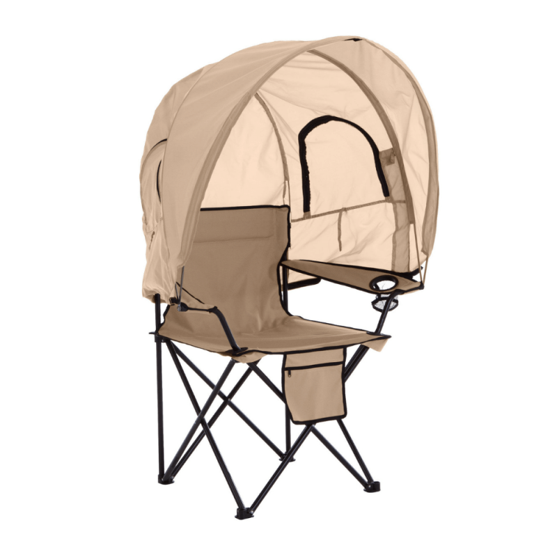 BrylaneHome Camp Chair With Canopy, Taupe