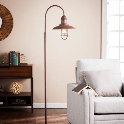 BrylaneHome Industrial Caged Bell Floor Lamp