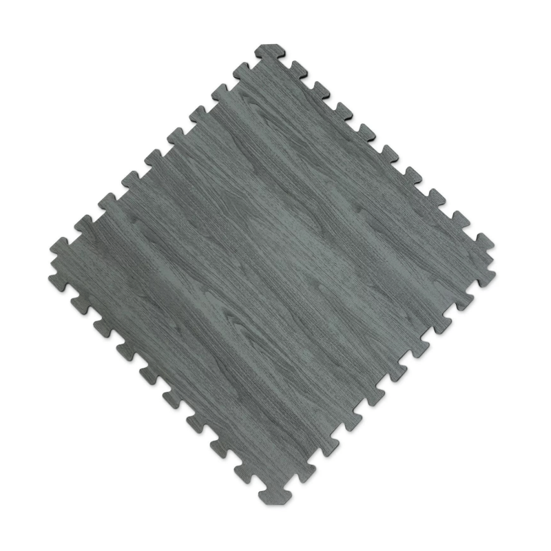 Norsk 25Inch x 25Inch Reversible Foam Flooring, Gray Wood & Black, 8 Tiles
