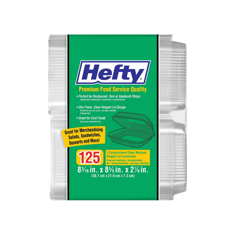 Hefty Clear Hinged Tray - 8" x 8" (125 ct.)