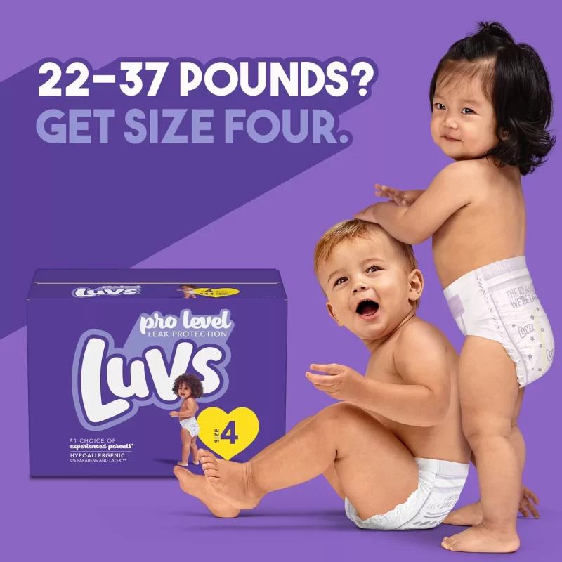 Luvs Pro Level Leak Protection Diapers, Size 4, 258 Ct