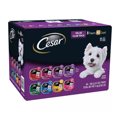 Cesar Canine Cuisine Wet Dog Food, 8 Flavor Variety Pack Classic Loaf in Sauce (3.5 oz., 40 ct.)