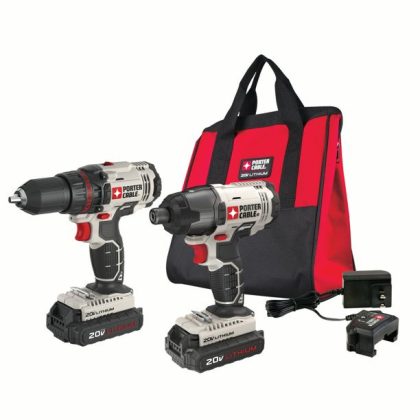 Porter-Cable 20-Volt Max Lithium-Ion Cordless 1/2-Inch Drill And Impact Driver Combo Kit