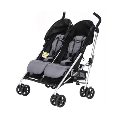 Evenflo Minno Double Seat Compact Fold Twin Baby Travel Stroller, Glenbarr Grey