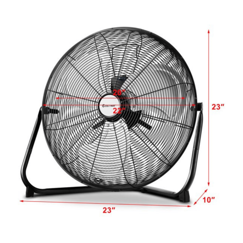 Costway EP23569 20-Inch High Velocity Fan Commercial Industrial Grade 3-Speed Floor Fan 360-Degree