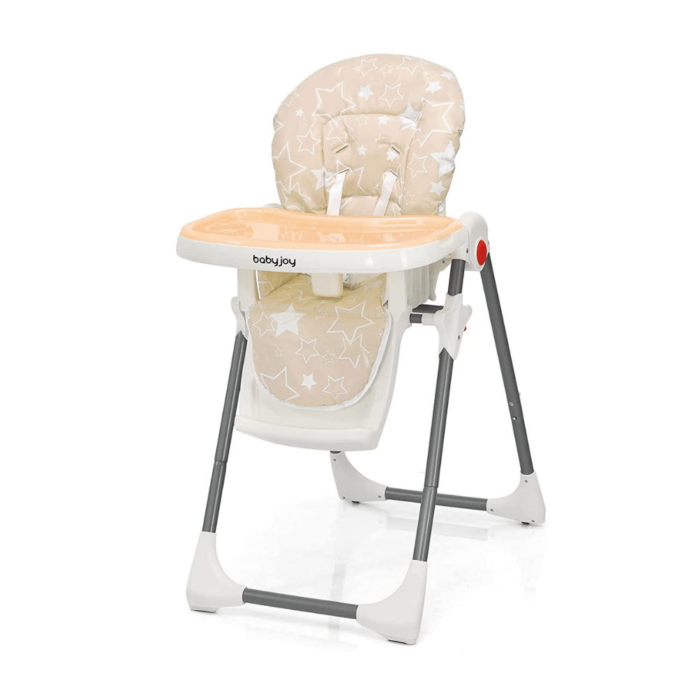 Costway Babyjoy Folding Baby High Chair Dining Chair with 6-Level Height Adjustment, Beige