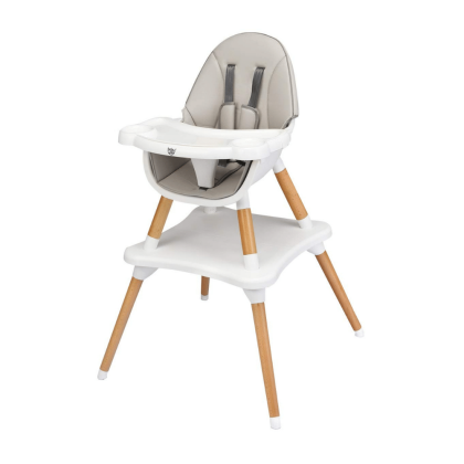 Costway Babyjoy 5-in-1 Baby High Chair Infant Wooden Convertible Chair with 5-Point Seat Belt, Grey