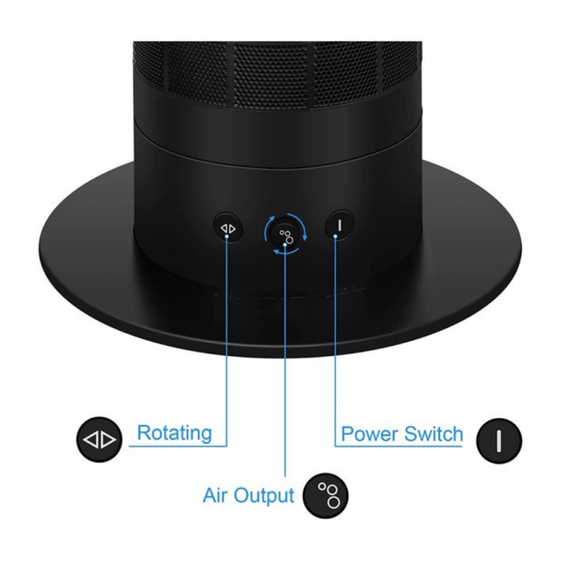 HealSmart 27-Inch Bladeless Fan, Adjustable Speeds Settings, 90° Swivel, Black