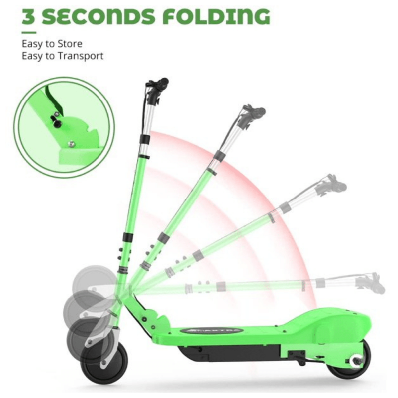 Maxtra Scooters E100 Electric Scooter for Kids, Up to 10MPH, Foldable and Adjustable Handlebar, Green