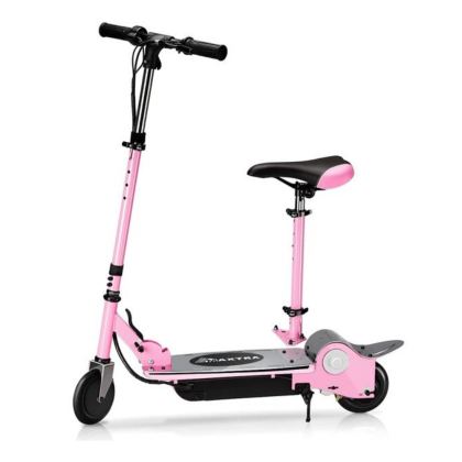 Maxtra Scooters Folding Electric Scooter with Removable Seat, Adjustable Height for Kids, Pink