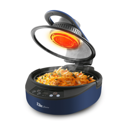 Elite Gourmet EAF5002N Clamshell Air Fryer Dual Heating Oil-Less Healthy Cooker with 5Qt. Capacity, 1500W