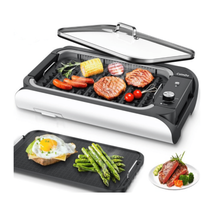 CalmDo CD-GR001 1000W Smokeless Electric Grill with Non-stick Removable Grill, Detachable Oil Collection Pan