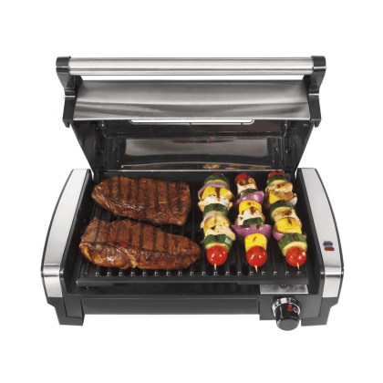 Hamilton Beach 25361 Electric Indoor Searing Grill with Removable Plates and Less Smoke, with Glass Viewing Window