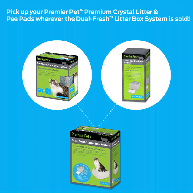Premier Pet Dual-Fresh Litter Box System for Cats, Easy-to-Clean Cat Litter Box