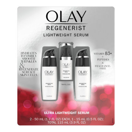 Olay Regenerist Regenerating Face Serum, Fragrance-Free, Pack of 2 + Trial Size