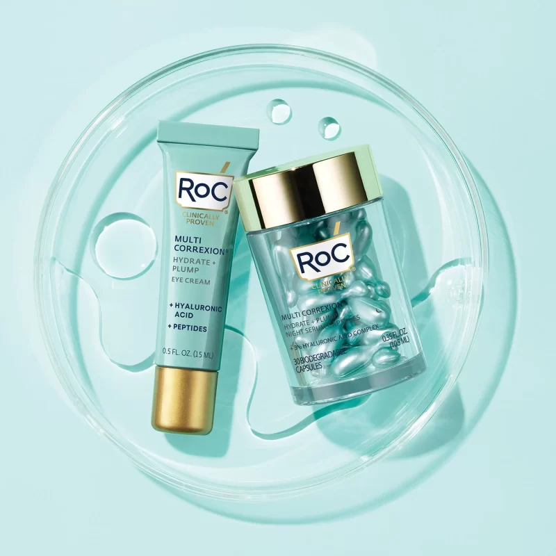 RoC Multi Correxion Hydrate + Plump Hyaluronic Acid Serum Capsules & Hyaluronic Acid Eye Cream with Bonus 10 ct. Capsules