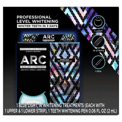 ARC Blue Light Teeth Whitening Kit, 14 Treatments + Bonus ARC Teeth Whitening Pen