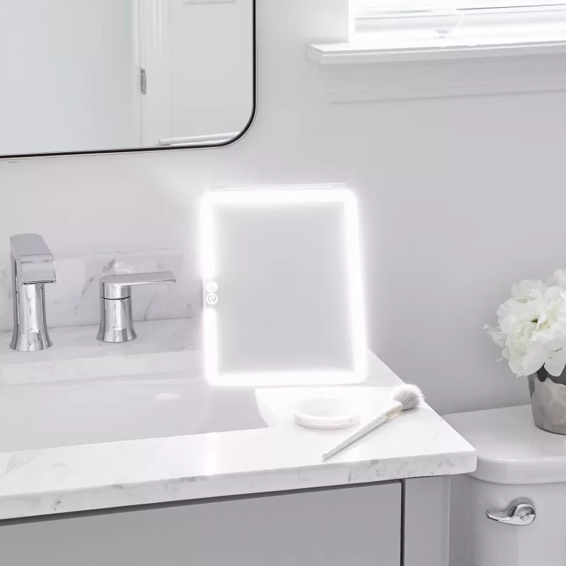 GloTech LED Slim Mirror with Magnifying Mirrors