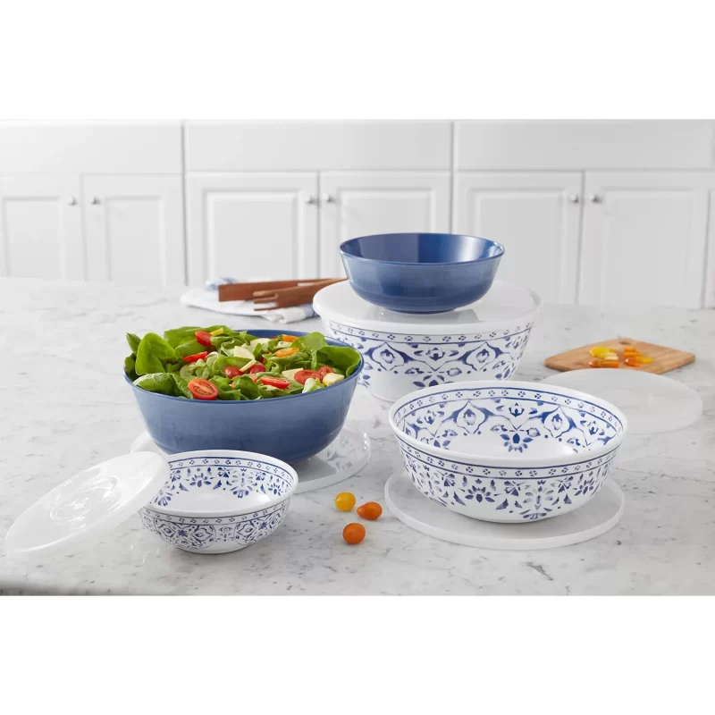 Member's Mark 10-Piece Melamine Mixing Bowls with Lids, Indochine Medallion