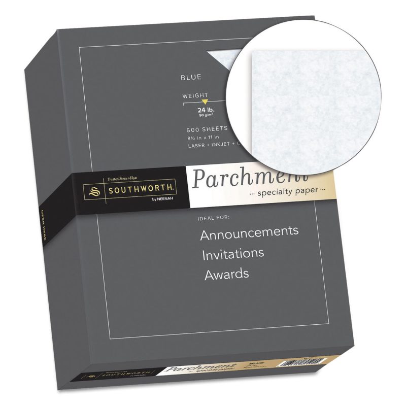 Southworth Parchment Specialty Paper, 8.5” x 11”, 24 lb., Blue, 500 Sheets