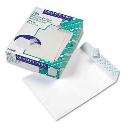 Quality Park Redi Strip Catalog Envelope, 10 x 13, White,100/Box