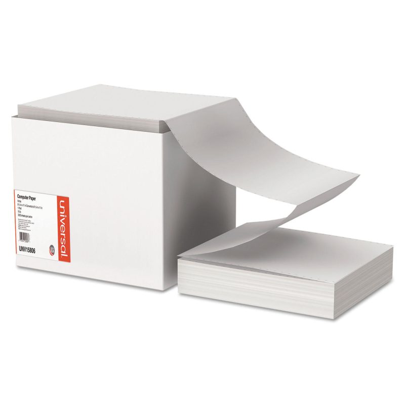 Universal Computer Paper, 15lb, 9-1/2"" x 11"", Letter Trim Perforations, White, 3300 Sheets