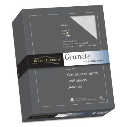 Southworth 25% Cotton Granite Specialty Paper, 8.5” x 11”, 24 lb., Gray, 500 Sheets