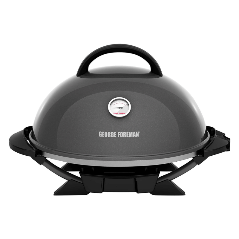 George Foreman GFO3320GM Indoor/Outdoor 15+ Serving Domed Electric Grill With Ceramic Plates & Temperature Gauge, Gun Metal