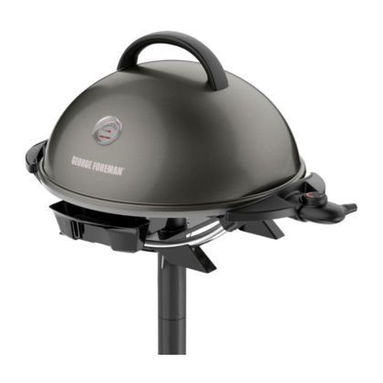 George Foreman GFO3320GM Indoor/Outdoor 15+ Serving Domed Electric Grill With Ceramic Plates & Temperature Gauge, Gun Metal